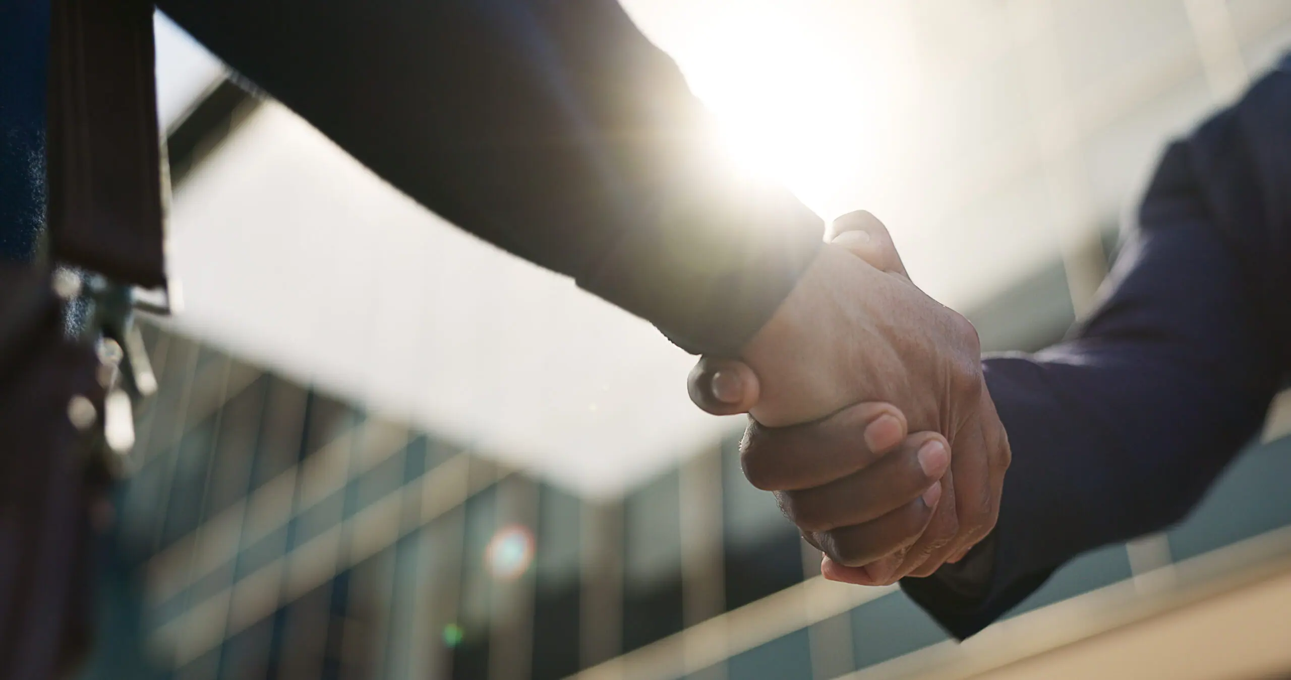 Two business partners shaking hands