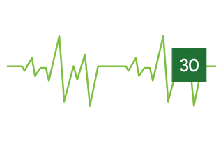 Heartbeat line with a 30 marker illustration